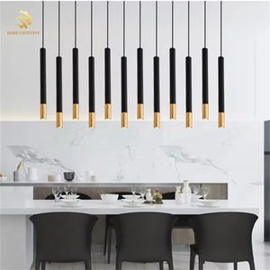 Lustre moderne nordique en tube d'aluminium noir et or pour restaurant, bar et cuisine - Product Image 3