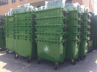 Poubelle en plastique de grande capacité de 660 litres, bac à ordures avec couvercle, robuste, pour le traitement des déchets sur les chantiers de construction