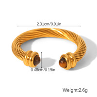 Novirassine Wasserdichter 316L Edelstahl Gedrehter Seilring Kabelband Malachit Türkis Offener Verstellbarer Modeschmuck