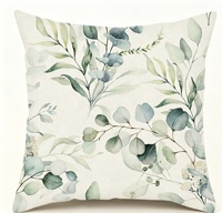 Housse de coussin décorative en feuilles séchées vertes printanières pour la maison et le canapé