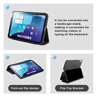 Housse rabattable multi-angles pour tablettes, se transforme en support horizontal, prend en charge l'utilisation du clavier, conception pliable durable