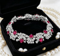 Pulsera de Plata 925 con Rubí Cultivado, Diseño Moderno, Excelente Regalo para Niños, para Uso Diario y Ocasiones Festivas