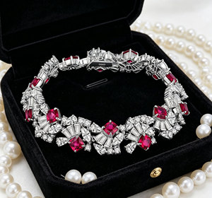 925 Silver Cultivated <b>Ruby</b> <b>Bracelet</b> Shines with Fashion Design Sense, a Great Gift for Girls on Everyday Holiday Occasions L - Product Image 4