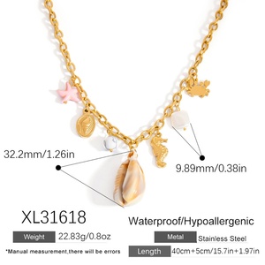 Collier étanche haut de gamme en acier inoxydable avec chaîne de clavicule de niche, pendentif mode couleur or 18 carats inaltérable - Product Image 6