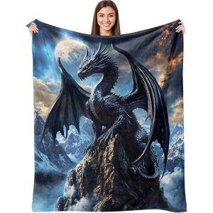 Assorted Print Cat Dragon Flannel <b>Blanket</b> Throw <b>Blanket</b> Nap <b>Blanket</b> Skin Friendly Reversible for Bedroom Living Room OEM ODM - Product Image 5