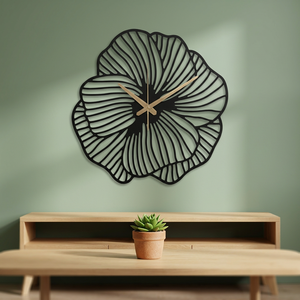 Minimalist Metal Wall Clock Abstract Flower Design Quartz Analog Silent Living Room Decor Hanging Clock - Product Image 5