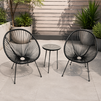Modernes Ovales Geflochtenes Stuhl-Set Wetterfestes PE-Terrassen-Gesprächsset Outdoor-Balkon Kaffeetisch und Stühle Gartenmöbel