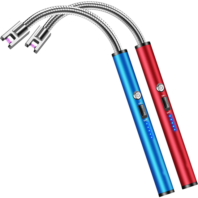 Kitchen Accessories Windproof USB Rechargeable Electronic Plasma Arc Lighter with Safety Lock Electronic Lighter for Camping BBQ