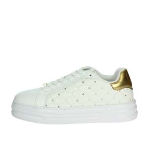 Baskets blanches matelassées Liu-Jo CLEO 12 pour femme avec accents dorés – Chaussures en toile tendance - Product Image 1
