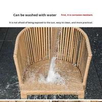 Ensemble table basse et chaises d'extérieur en rotin tressé et bois plastique pour jardin, terrasse, villa, salon