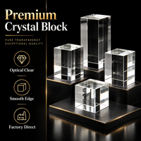 Cube en cristal de verre K9 HBL ultra-transparent poli pour gravure laser, idéal pour cadeaux de mariage et d'affaires