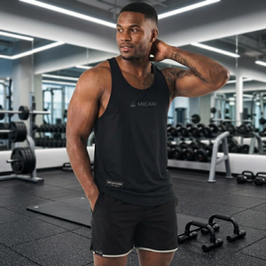 Performance <b>Men's</b> Sporty Compression Tank Top Tight Fit Base Layer Breathable Quick Dry Polyester/Cotton Crew Neck Solid Pattern - Product Image 4