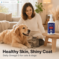 Huile de poisson SLIN PET Omega-3 pour chiens et chats, absorption rapide, sans OGM, flacon pompe, complément alimentaire pour la santé de la peau et du pelage