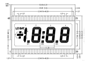 Módulo de Pantalla LCD de Carácter, Reflectante, de 7 Segmentos, TN - Néctico Retorcido, 50.80mm X 30.48mm X 2.80mm - Product Image 6
