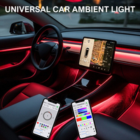 Trontech lampu Interior mobil, kualitas tinggi Universal Fit akrilik Kit kontrol aplikasi RGB LED warna 12V