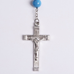 Classic Christian Jewelry Turquoise High Quality Christening Baptismal Alloy Bead Chain Necklace for Prayer Catholic Rosary - Product Image 3