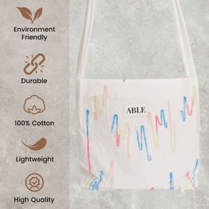 Bolso Bandolera de Lona Texturizada Personalizada con Estampado de Ondas Coloridas, Bolso de Compras Casual Diario, Bolso de Hombro con Asa para Mujer - Product Image 3