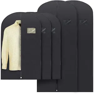 Logo Kustom Debu Pelindung Zipper Ramah Lingkungan Dapat Digunakan Kembali Mewah Non Woven Jaket Mantel Pakaian Gaun Pakaian Perapi Cover Tas