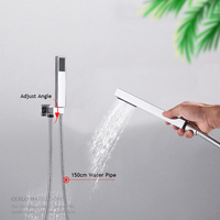 Ensemble de robinet de douche de salle de bain luxueux pluie/cascade pommeau de douche Rectangle 3 voies écran d'affichage numérique Valve robinet Kit de douche