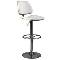 Taburetes de barra alta de desayuno de cuero PU blanco de madera <span class=keywords><strong>con</strong></span> <span class=keywords><strong>respaldo</strong></span> - Product Image 4