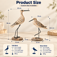 Figurine de mouette en bois vintage en gros, oiseau marin à longues pattes, ornement de style nautique pour la décoration de la maison, de la table à manger ou d'une étagère