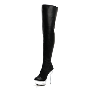 <span class=keywords><strong>Bottes</strong></span> à plateforme de 15 cm, taille grande, rétro, 6 pouces, bout rond, au-dessus du genou, sexy, fétiche, travestissement, boîte de nuit, danseuse exotique, femme - Product Image 1