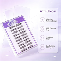 Extensions de cils en bande complète 0,05 mm en gros, auto-adhésives, imperméables, en grappe, en cheveux synthétiques, faux cils