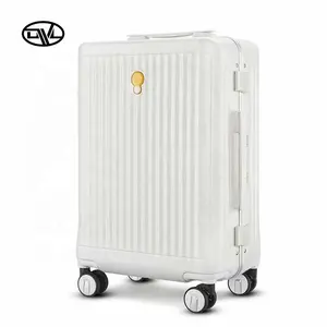 Custom Aluminum Frame Suitcase Carry On ABS+PC 4pcs Spinner Trolley Luggage Suitcase Set with mesh pocket Hard shell luggage