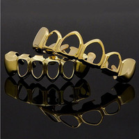 Gros Dents Grillz Ensemble Haut et Bas Capuchons Faux Dent Creux Grilles Dentaires Pour Hommes Femmes Cosplay Partie Corps Bijoux