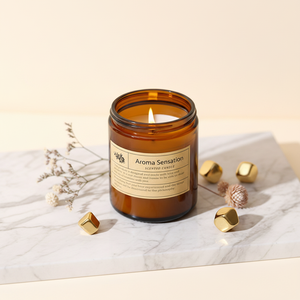 Bougie artisanale moderne en cire <span class=keywords><strong>de</strong></span> soja parfumée aux épices, dans un bocal en verre brun <span class=keywords><strong>de</strong></span> 7 oz, à combustion longue durée, idéale pour les fêtes, le Ramadan, Diwali et la décoration intérieure. - Product Image 2