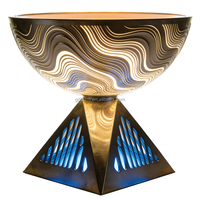 Lampe de table LED à motif ondulé (acier inoxydable + PC) IP65 étanche, décoration artistique moderne pour Noël, patio, jardin, paysage