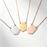 Collier pendentif en acier inoxydable poli miroir, plaqué or 18 carats sous vide, étanche, inaltérable, gravure de nom personnalisée, vente en gros