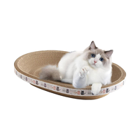 Planche à gratter de forme ovale haute densité pour les races moyennes et grandes, résistante à l'eau, grattoir d'arbres à chat durable en carton de bois