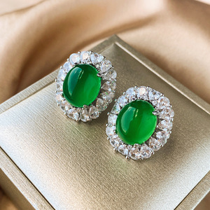 Joyería Zhuang Shengsheng, Cobre Chapado en Oro, Calcedonia Verde Fluorescente en Forma de Gota, Piedra de Lujo para Traje, 18*25-13*18 - Product Image 6