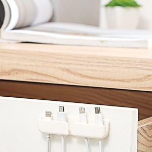 Desktop Cable Organizer Rectangle White 3-Pack Hook Type Portable Charging Clips Storage For Office Desk Organization - Product Image 2
