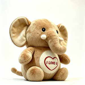 Customized <b>elephant</b> plush with love message embroidery, cute chubby <b>elephant</b> plush <b>gift</b> with red heart design - Product Image 1