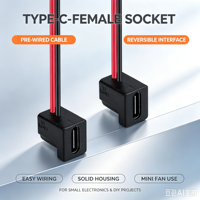 Connecteur d'alimentation USB-C femelle 2 broches LN-005 avec faisceau de câblage pour l'alimentation des petits équipements électroniques