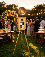 Photomaton en bois de chêne 12,9 pouces avec impression de logo personnalisable, multifonctionnel, étanche, pour appareils photo reflex/numériques, avec support