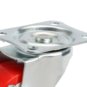Red Swivel <b>Caster</b> <b>Wheels</b> 2.5 Inch PVC With Brake Locking Mechanism For Furniture <b>Casters</b> - Product Image 3