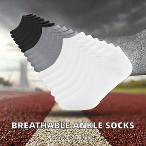 Chaussettes courtes pour hommes en polyester/coton/spandex, couleur unie, respirantes, tricotées, pour usage quotidien, été, fines, sport, gym, décontractées, personnalisables - Product Image 2