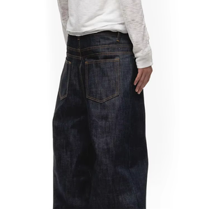 Jeans de Mezclilla Cruda Japonesa 100% Algodón de Alta Calidad al por Mayor para Hombre, con Cierre de Botones, Estilo Baggy, Curvados, Negros, Estilo Urbano - Product Image 4