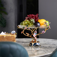 RORO-Plateau de fruits de luxe pour décoration de table, verre cristal sec, plateau de fruits de service élégant pour assiette de noël
