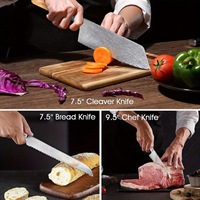 Juego de Cuchillos de Cocina de Acero Inoxidable Damasco VG10, Juego de Cuchillos Multiusos de Siete Piezas