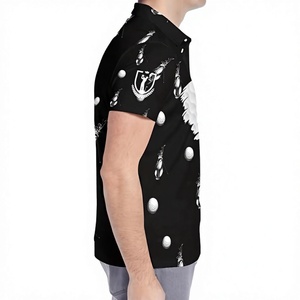 Men's Black Jersey for Shirt Short Sleeve Heat-Transfer Printed Logo Breathable Casual Knitted Solid Color Front Design 180g - Product Image 5