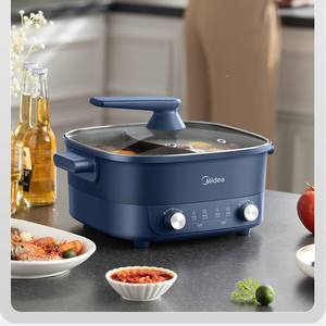 Casserole électrique Midea 6L à double compartiment, revêtement antiadhésif, pour usage domestique - Product Image 1