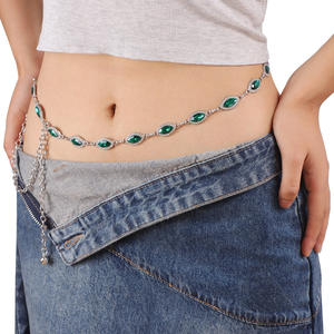 Waist <b>Chain</b> Rhinestone Gemstone <b>Thin</b> Belt For Women European Style Daily Wear Hip Hop Fashion Body <b>Chain</b> - Product Image 4