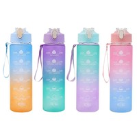 Bouteille d'eau grande capacité 750 ml pour l'été, tasse de sport d'extérieur, gourde à paille dégradée, portable, en plastique, anti-fuite et résistante aux chutes