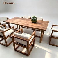 Table longue en teck massif moderne, durable et imperméable pour jardin, balcon, cour, villa