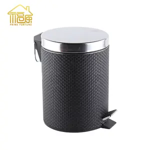 hot selling Step Trash Can Pedal Bin With PVC Leather Foot Pedal Metal Bathroom Dustbin