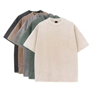 เสื้อยืดคอตตอน 100% ทรงโอเวอร์ไซส์ สไตล์วินเทจ ล้างสีแบบแอซิดวอช ผ้าหนา ใส่สบายๆ สตรีทแฟชั่น สำหรับผู้ชาย - Product Image 2